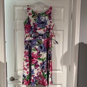 Kasper Floral Midi Dress in Pink and Purple